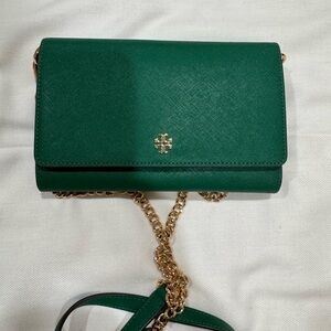 Tory Burch Emerald Crossbody with Gold Chain